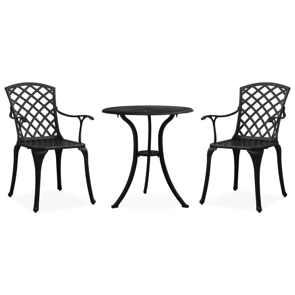 Bistrosæt 3 dele støbt aluminium sort