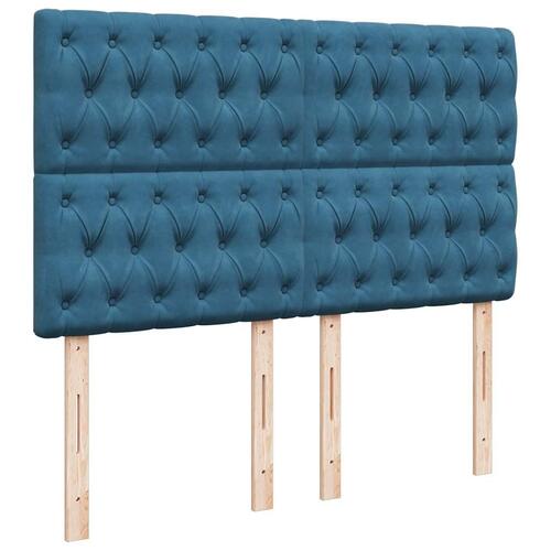 Osmannisk sengeramme med madrasser 140x190 cm fløjl mørkeblå