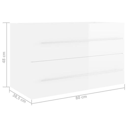 Skab til håndvask 80x38,5x48 cm konstrueret træ hvid højglans