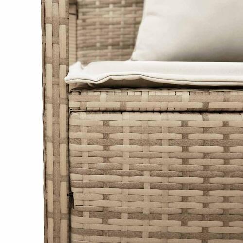 Opbevaringsbænk til haven med hynde polyrattan beige