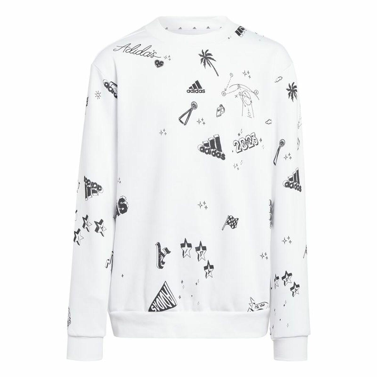 Sweatshirt uden hætte til piger Adidas Jg Bluv Q3Sweat Hvid 13-14 år