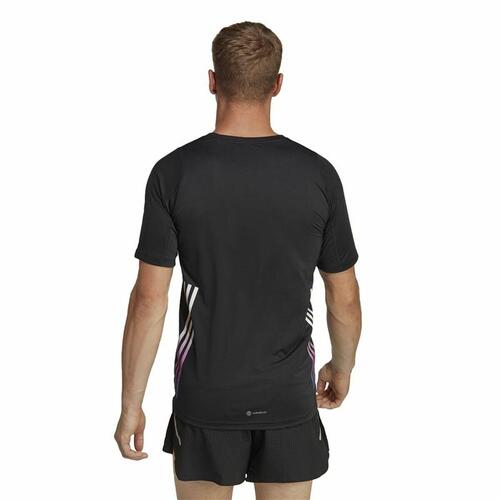 Kortærmet T-shirt til Mænd Adidas Run Icons 3S T Sort M