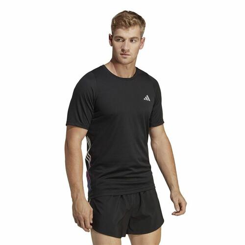 Kortærmet T-shirt til Mænd Adidas Run Icons 3S T Sort L