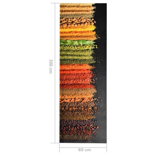 Vaskbar køkkenmåtte 60x300 cm krydderitryk