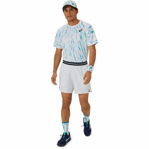 Kortærmet Sport T-shirt Asics Game Ss Top Hvid Lyseblå Tovtrækning L