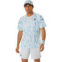 Kortærmet Sport T-shirt Asics Game Ss Top Hvid Lyseblå Tovtrækning M