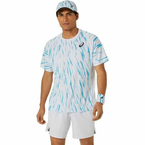 Kortærmet Sport T-shirt Asics Game Ss Top Hvid Lyseblå Tovtrækning M