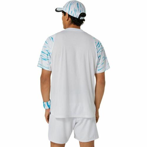 Kortærmet Sport T-shirt Asics Game Ss Top Hvid Lyseblå Tovtrækning M