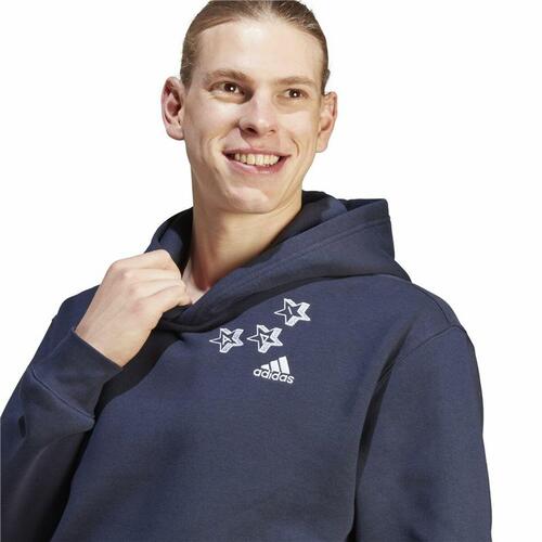Hættetrøje til Mænd Adidas Bl Fl Hd Q3 Fl Blå Marineblå M