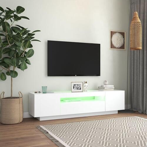 Tv-skab med LED-lys 160x35x40 cm hvid (OUTLET B)