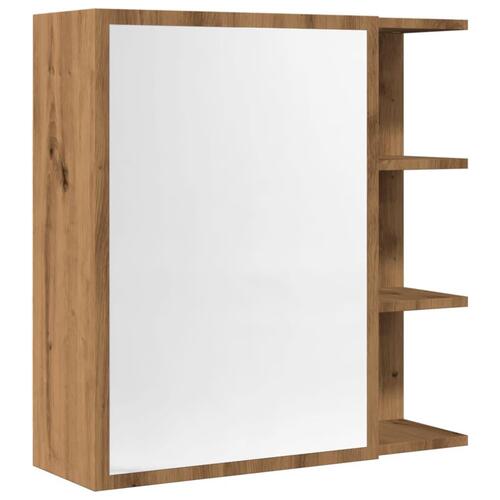 Badeværelsesskab med spejl 62,5x20,5x64 cm konstrueret træ