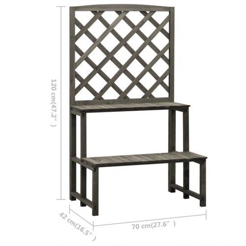 Plantestativ med espalier 70x42x120 cm massivt fyrretræ grå