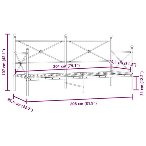 Daybed uden madras 80x200 cm stål sort