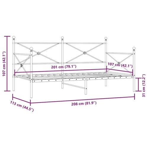 Daybed uden madras 107x203 cm stål hvid