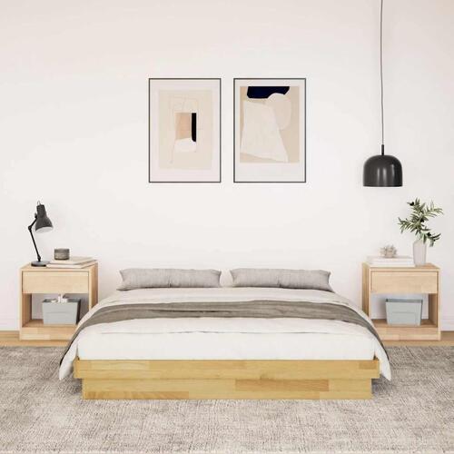 Sengeramme uden madras 135x190 cm Massivt træ Eg