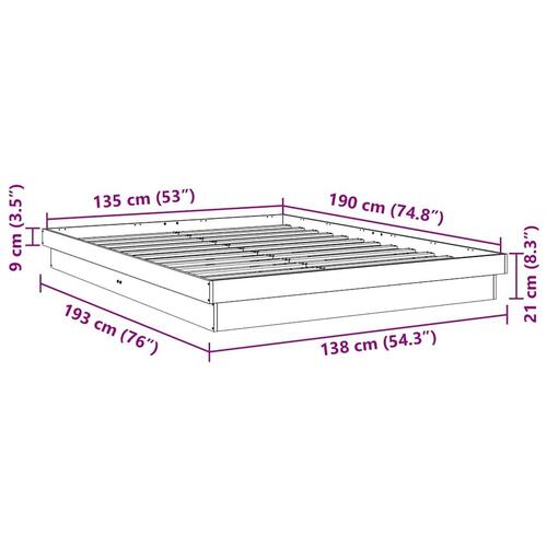 Sengeramme uden madras 135x190 cm Massivt træ Eg