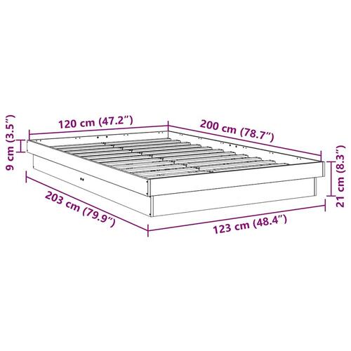 Sengeramme uden madras 120x200 cm Massivt træ Eg