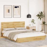 Sengeramme med hovedgærde uden madras 150x200 cm Massivt træ Eg