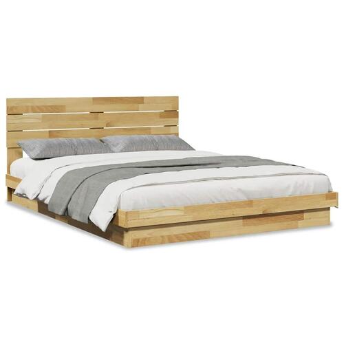 Sengeramme med hovedgærde uden madras 150x200 cm Massivt træ Eg