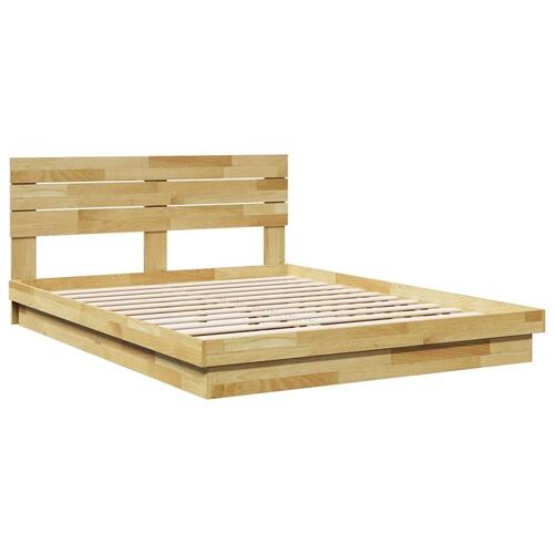 Sengeramme med hovedgærde uden madras 150x200 cm Massivt træ Eg