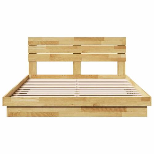 Sengeramme med hovedgærde uden madras 150x200 cm Massivt træ Eg