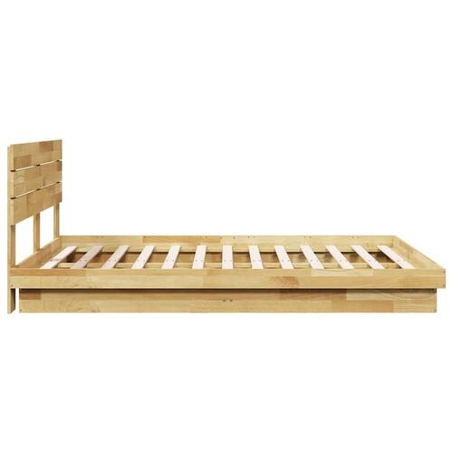 Sengeramme med hovedgærde uden madras 150x200 cm Massivt træ Eg