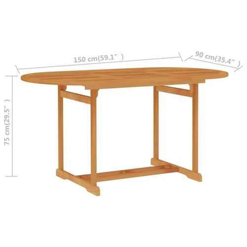 Havebord 150x90x75 cm massivt teaktræ