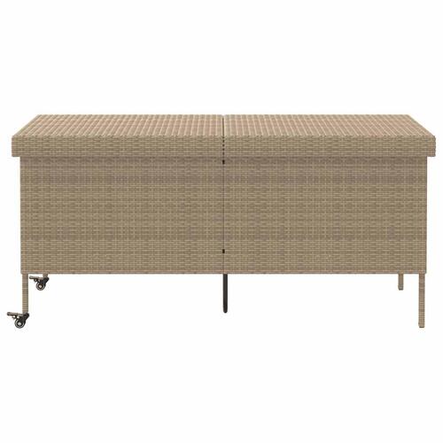 Opbevaringsboks med hjul 160x55x75 cm polyrattan beige