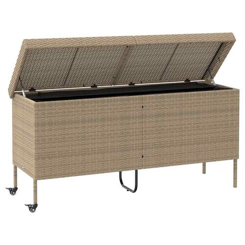 Opbevaringsboks med hjul 160x55x75 cm polyrattan beige