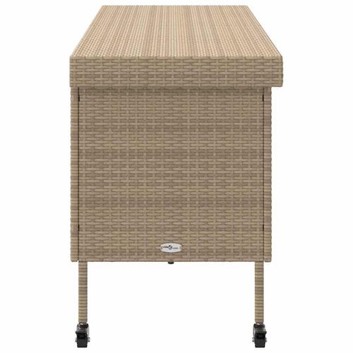 Opbevaringsboks med hjul 160x55x75 cm polyrattan beige