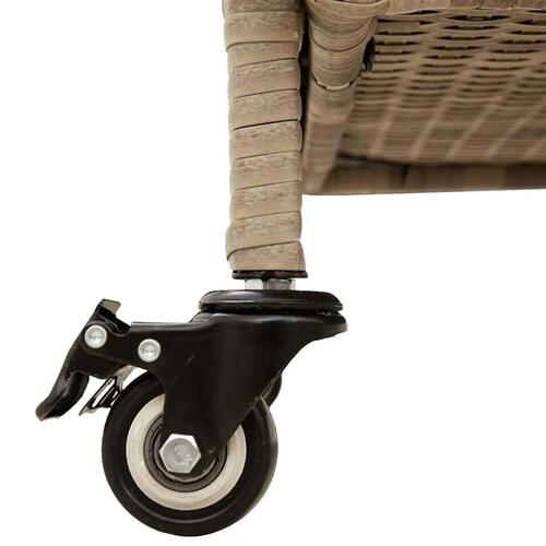 Opbevaringsboks med hjul 160x55x75 cm polyrattan beige