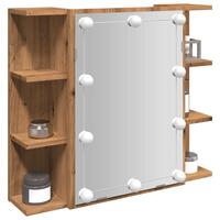 Spejlskab med LED-lys 70x16,5x60 cm kunsteg