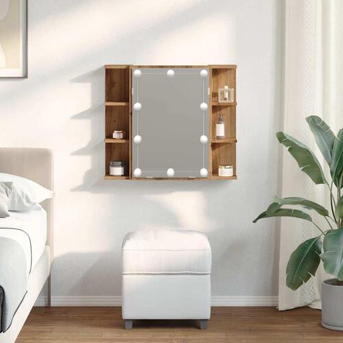Spejlskab med LED-lys 70x16,5x60 cm kunsteg