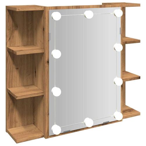 Spejlskab med LED-lys 70x16,5x60 cm kunsteg