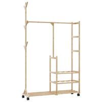 Tøjstativ med hylder og hjul 100x38x175,5 cm bambus