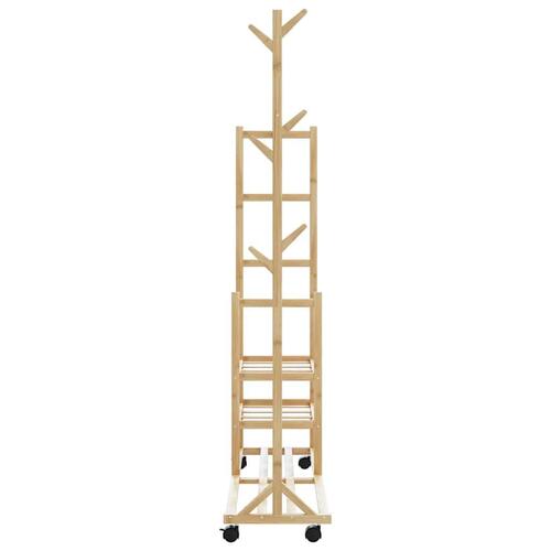 Tøjstativ med hylder og hjul 100x38x175,5 cm bambus