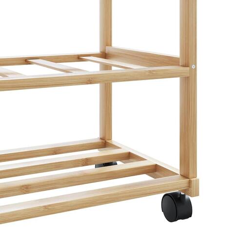 Tøjstativ med hylder og hjul 100x38x175,5 cm bambus