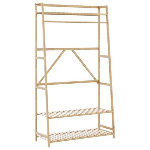 Tøjstativ med hylder 110x40x180 cm bambus