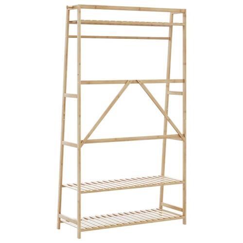 Tøjstativ med hylder 110x40x180 cm bambus