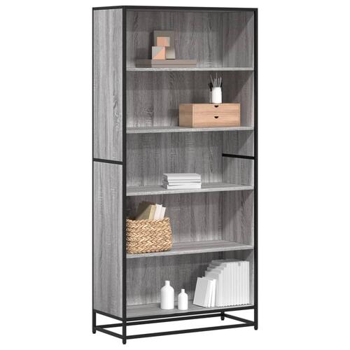 Bogreol 80,5x35x170,5 cm konstrueret træ grå sonoma-eg