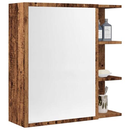 Badeværelsesskab med spejl 62,5x20,5x64 cm konstrueret træ