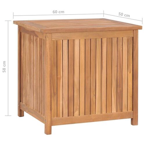 Opbevaringskasse til haven 60x50x58 cm massivt teaktræ