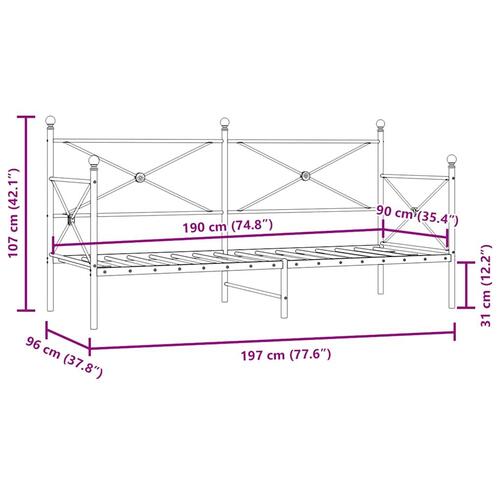 Daybed uden madras 90x190 cm stål hvid