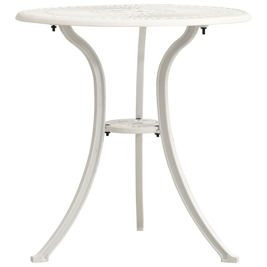 Havebord 62x62x65 cm støbt aluminium hvid