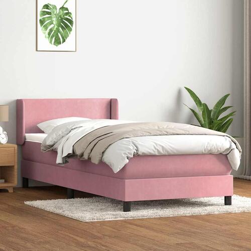 Kontinentalseng med madras lyserød 90x220 cm fløjl