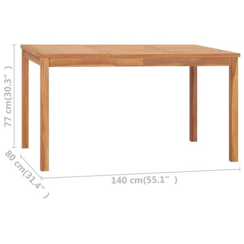 Havebord 140x80x77 cm massivt teaktræ