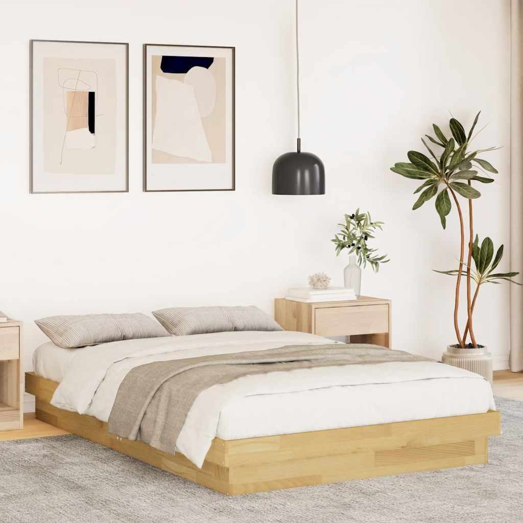 Sengeramme uden madras 120x190 cm Massivt træ Eg
