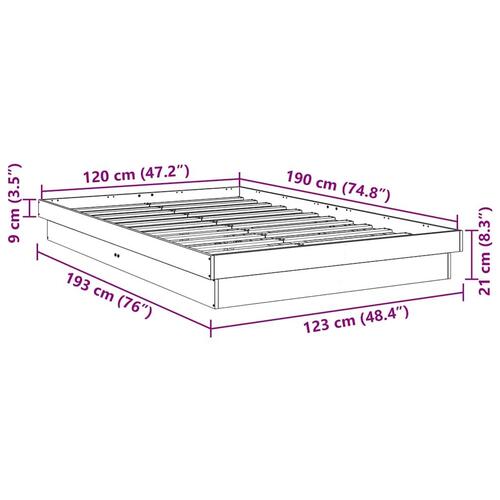 Sengeramme uden madras 120x190 cm Massivt træ Eg