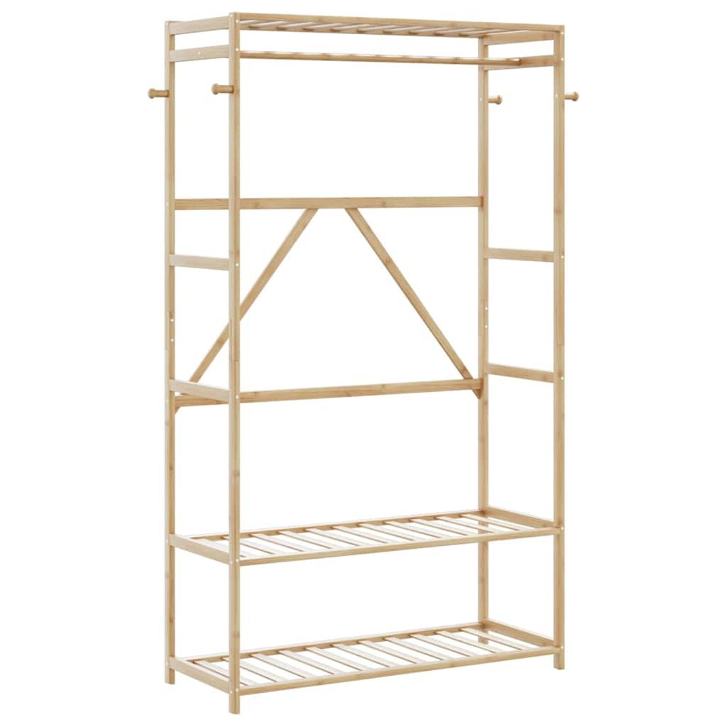 Tøjstativ med hylder 110x40x175 cm bambus