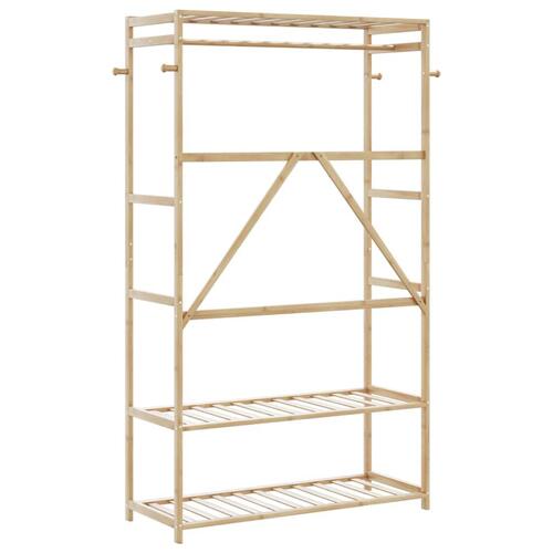 Tøjstativ med hylder 110x40x175 cm bambus